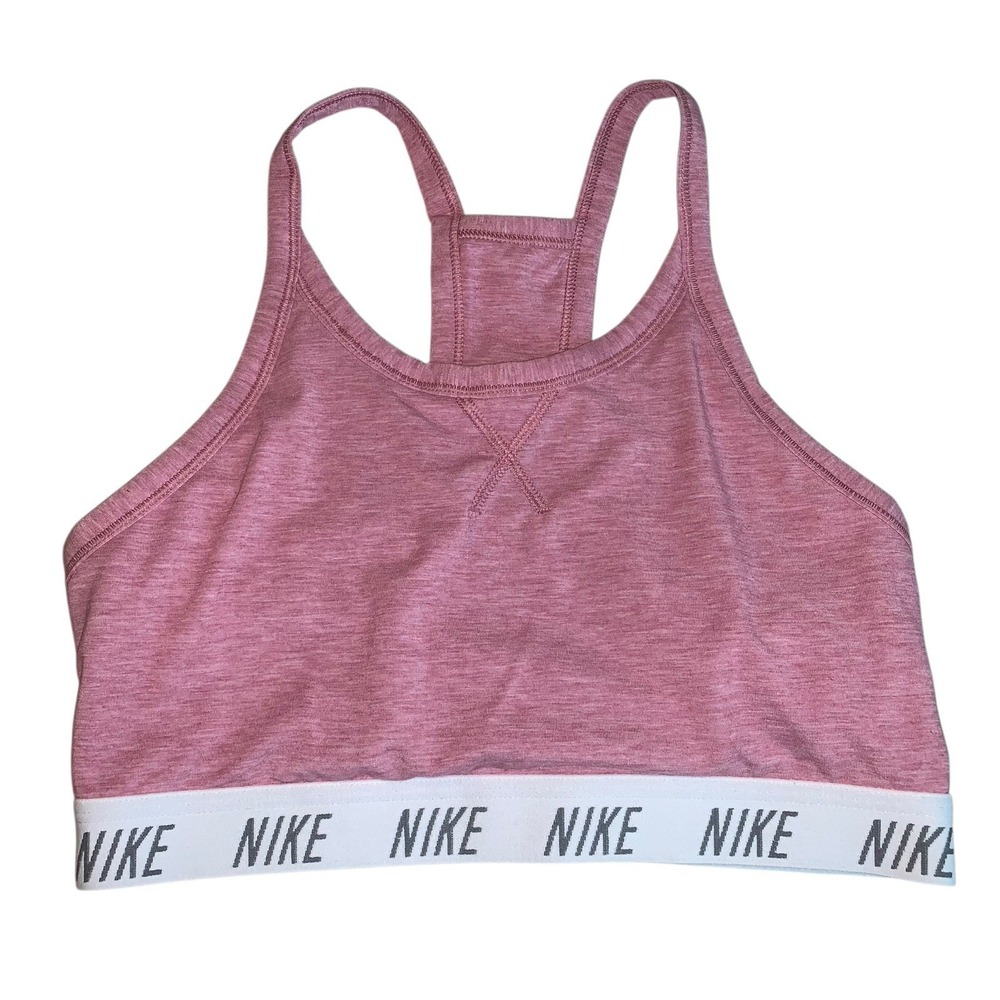 Nike Women Sports Bra MediumPink Wireless Swoosh Lightly Line Racerback Pullover